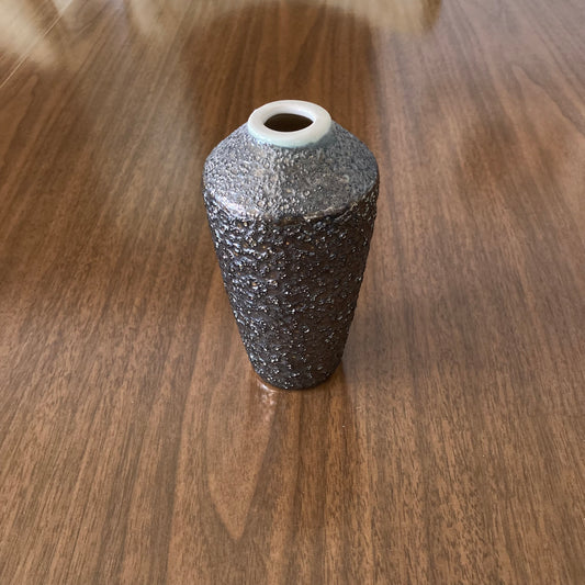 CB2 Metallic Bronze Brown Textured Glazed Small Decorative Ceramic Small Vase